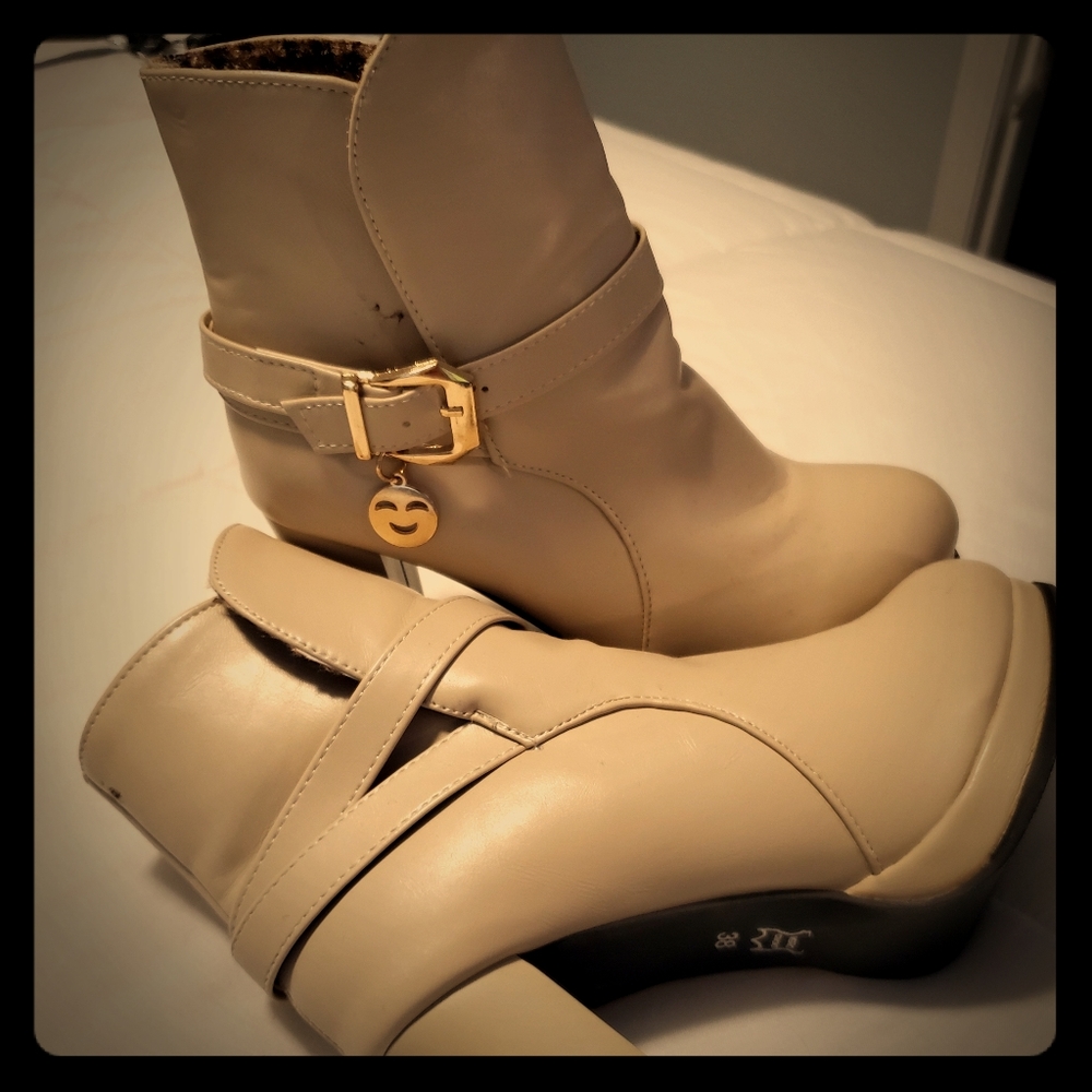 Cream ankle boots